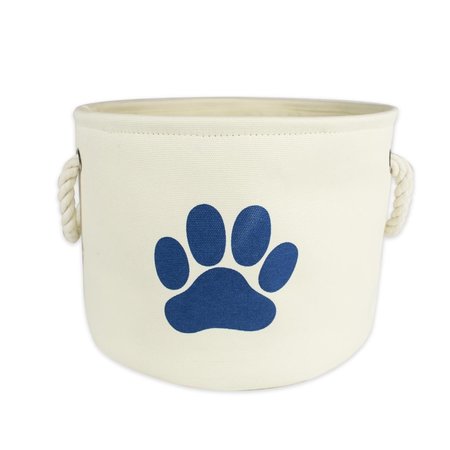 DESIGN IMPORTS 9 x 12 x 12 in. Polyester Round Pet Bin PawOff White Small CAMZ36187